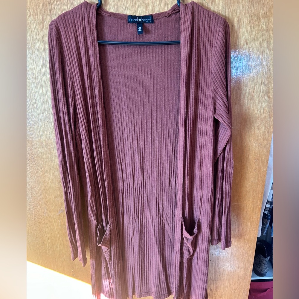 Derek Heart Women's Ribbed Cardigan - Brown
